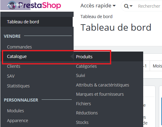 Prestashop menu 2